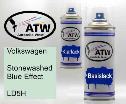 Volkswagen, Stonewashed Blue Effect, LD5H: 400ml Sprühdose + 400ml Klarlack - Set, von ATW Autoteile West.